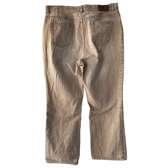 Vtg Y2K Ralph Lauren Studded Denim Jeans Size 14 Petite Tan Boho Western - Picture 5 of 9